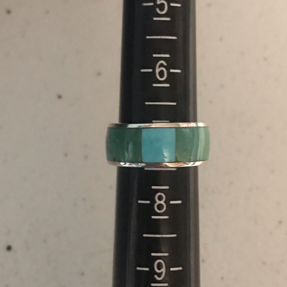 Turquoise Silver Band Ring - Picture 8 of 8